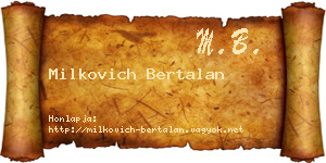 Milkovich Bertalan névjegykártya