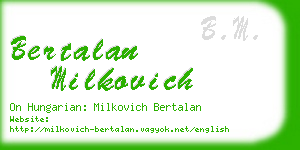 bertalan milkovich business card